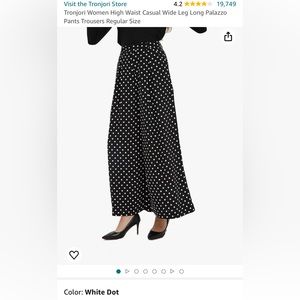 Tronjori Women High Waist Casual Wide Leg Palazzo Pants Trousers (Small)